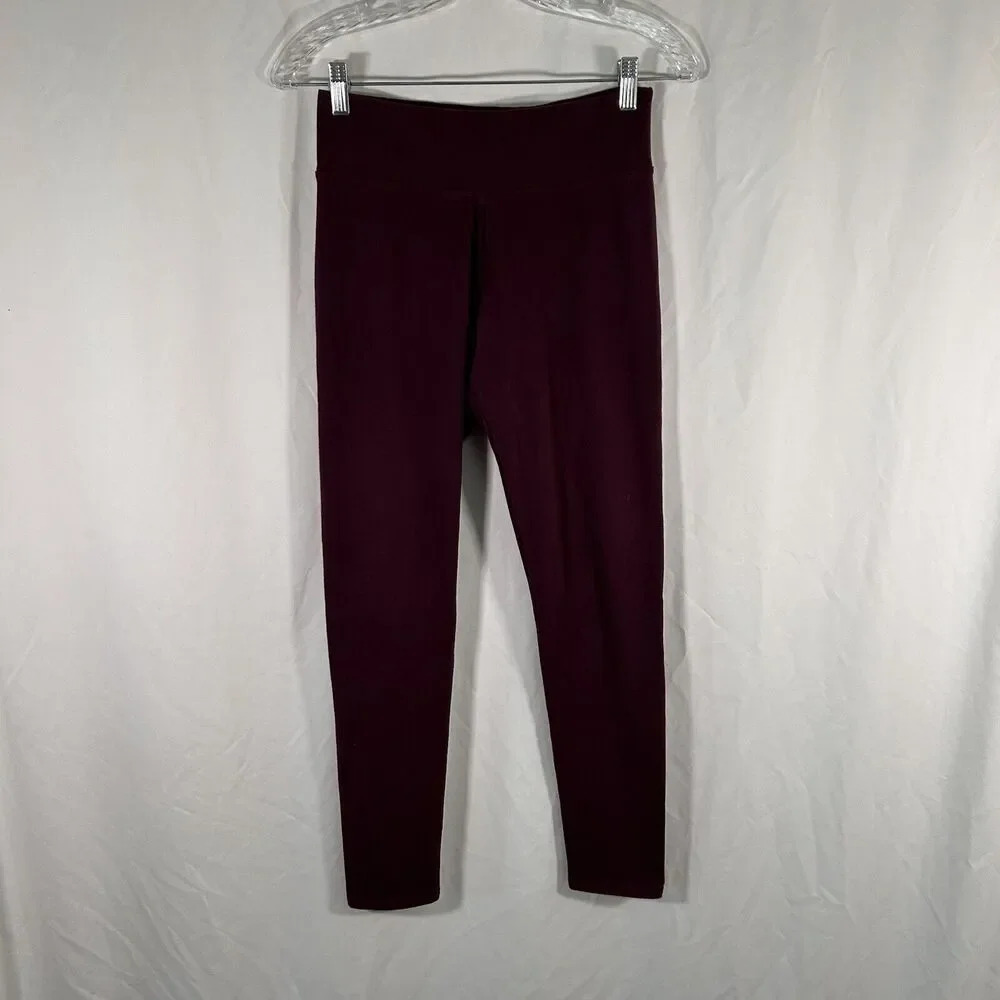 aerie Leggings Women's Medium Burgundy Pull On Stretchy Mid Rise